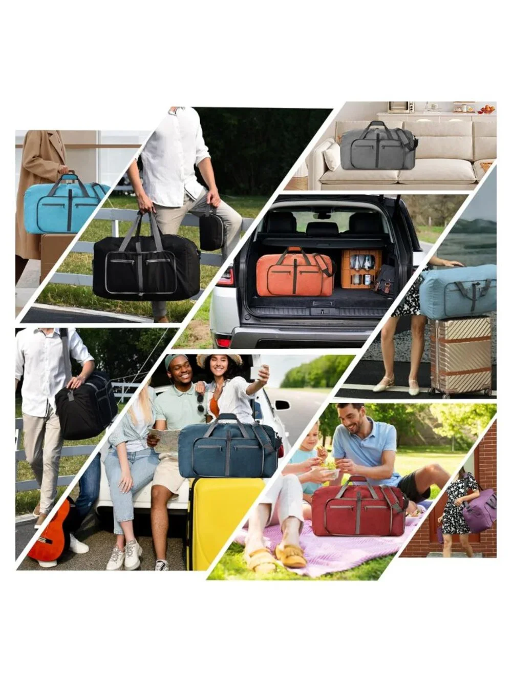 Foldable Duffle Bag Travel Weekender Overnight Gym 65L Waterproof
